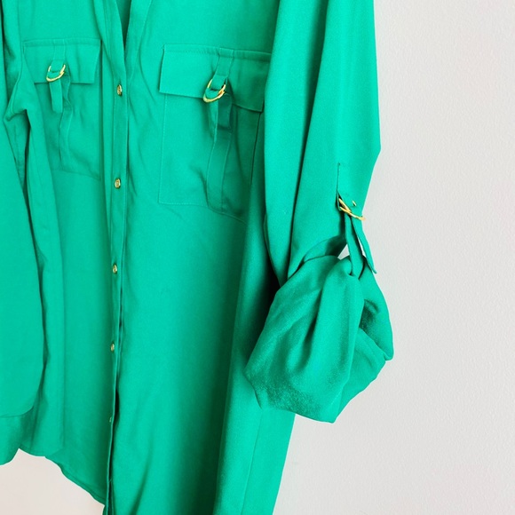 Calvin Klein green blouse with gold buttons - Picture 4 of 5